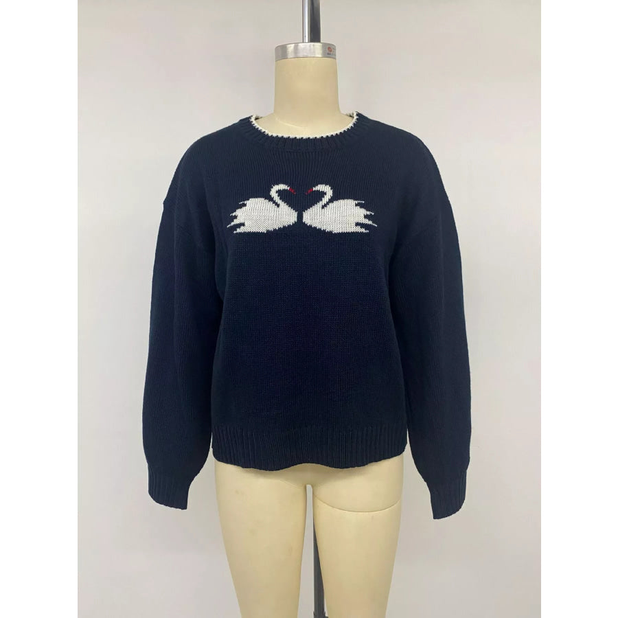 Swan Dropped Shoulder Sweater Apparel and Accessories