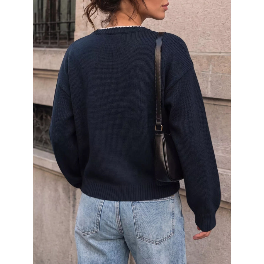 Swan Dropped Shoulder Sweater Apparel and Accessories