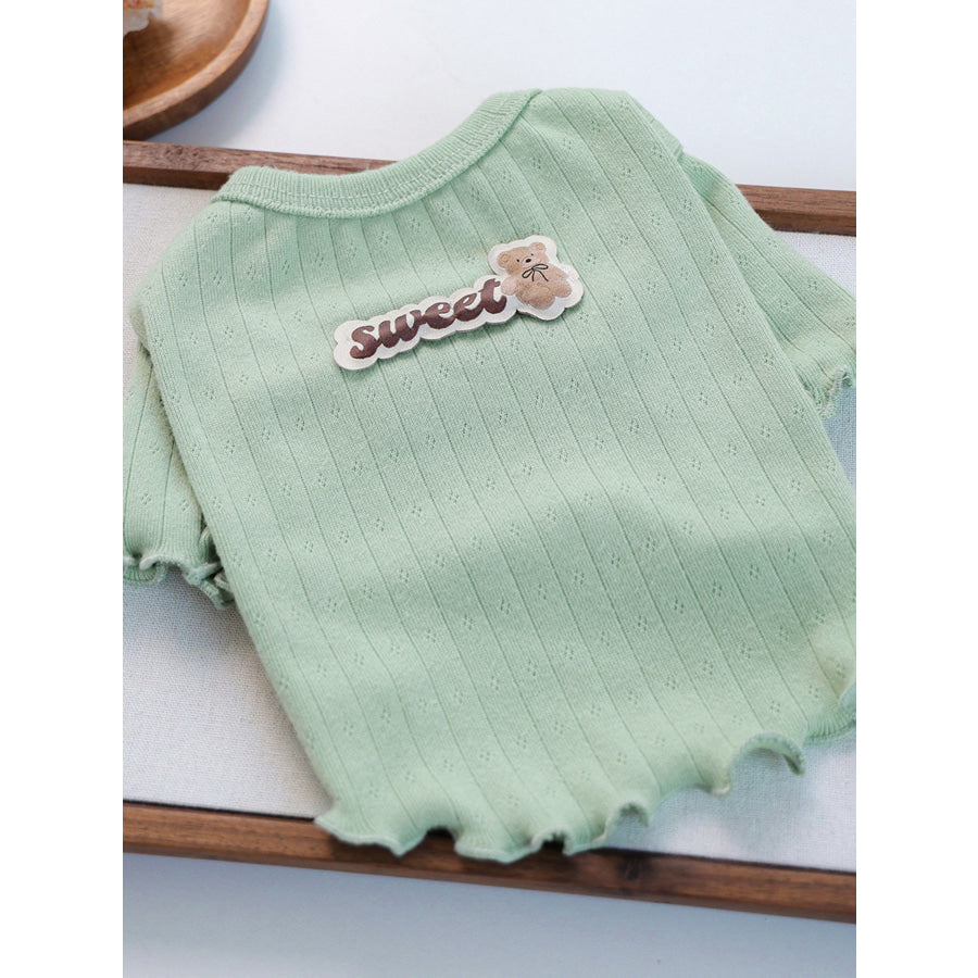 Sweet Bear Patch Ribbed Pet Top Apparel and Accessories