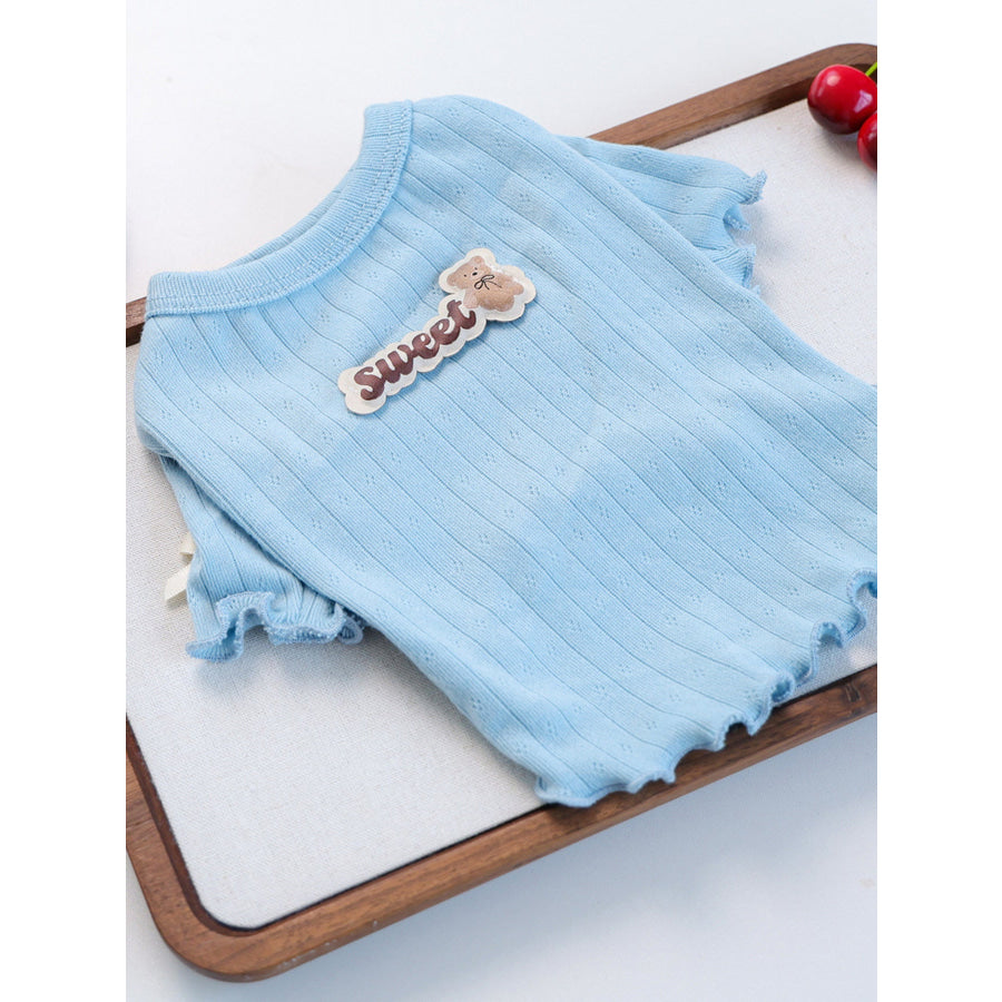 Sweet Bear Patch Ribbed Pet Top Apparel and Accessories