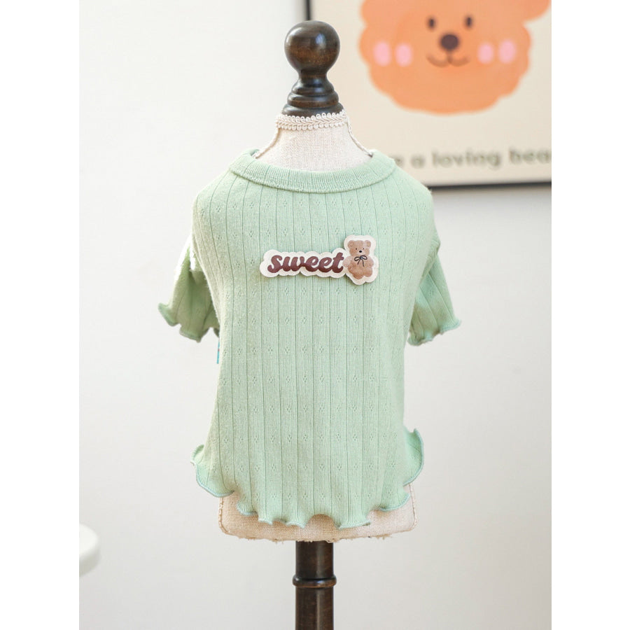 Sweet Bear Patch Ribbed Pet Top Apparel and Accessories