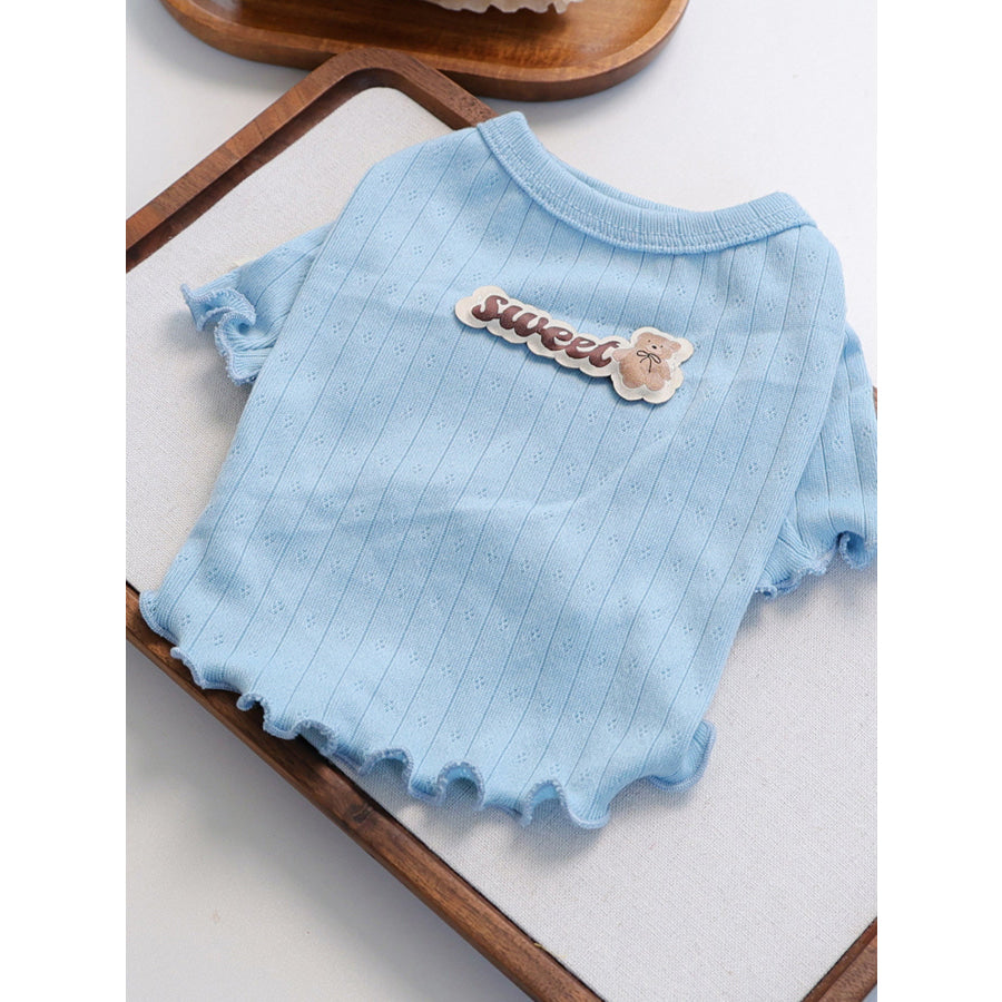 Sweet Bear Patch Ribbed Pet Top Apparel and Accessories