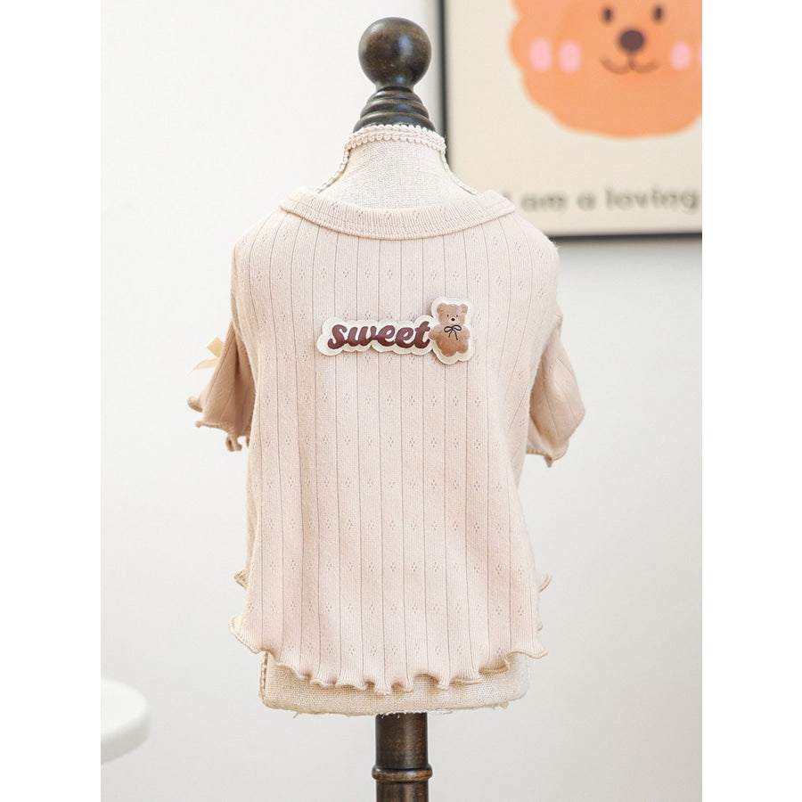 Sweet Bear Patch Ribbed Pet Top Apparel and Accessories