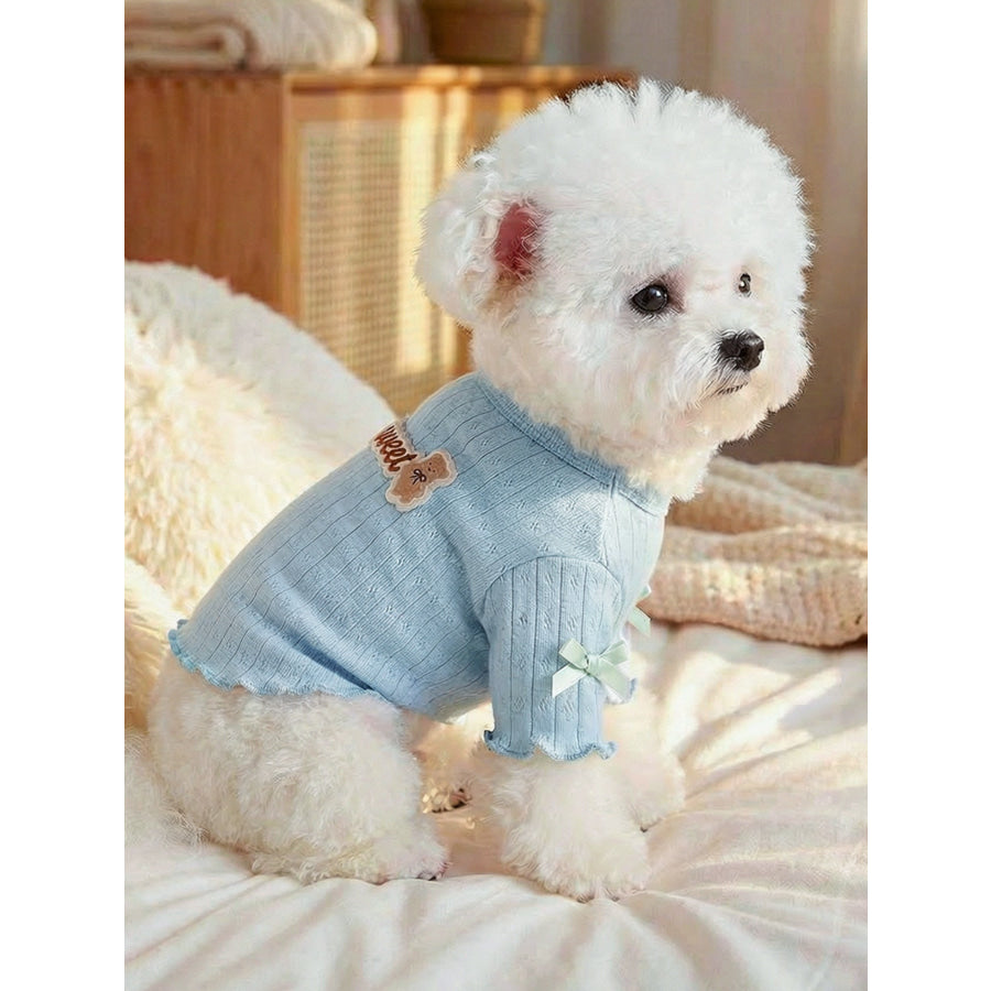 Sweet Bear Patch Ribbed Pet Top Apparel and Accessories
