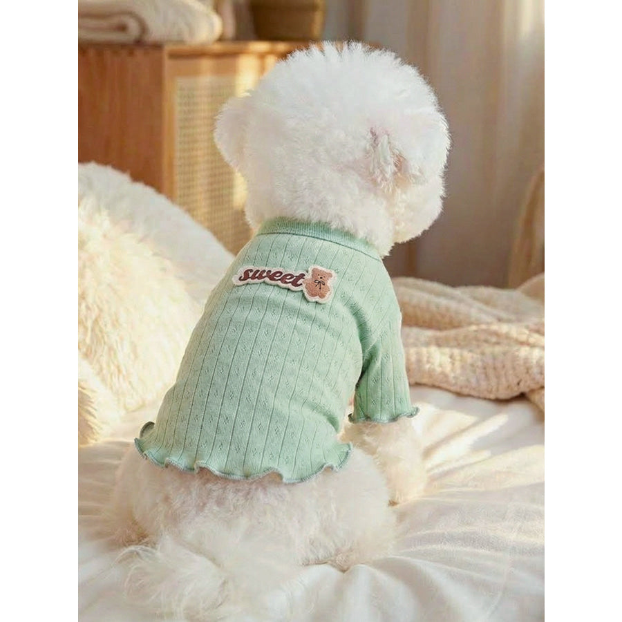 Sweet Bear Patch Ribbed Pet Top Apparel and Accessories
