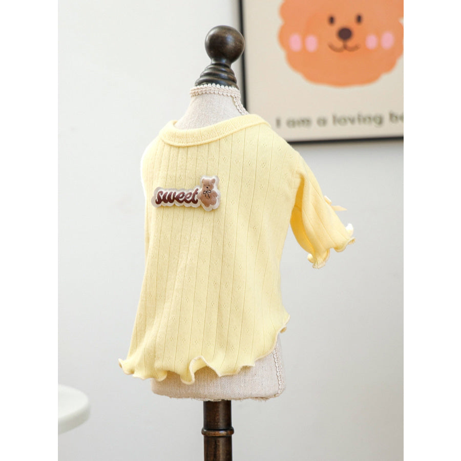 Sweet Bear Patch Ribbed Pet Top Apparel and Accessories