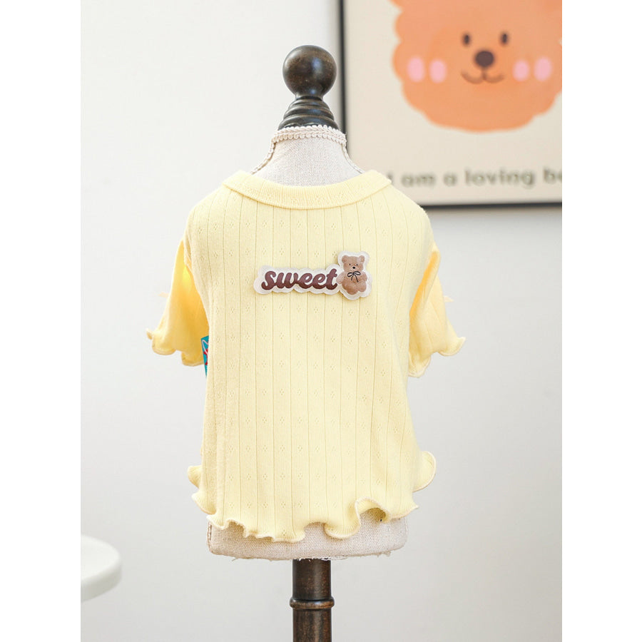 Sweet Bear Patch Ribbed Pet Top Apparel and Accessories