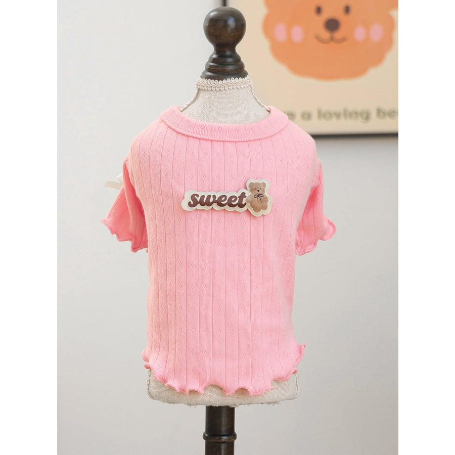 Sweet Bear Patch Ribbed Pet Top Apparel and Accessories