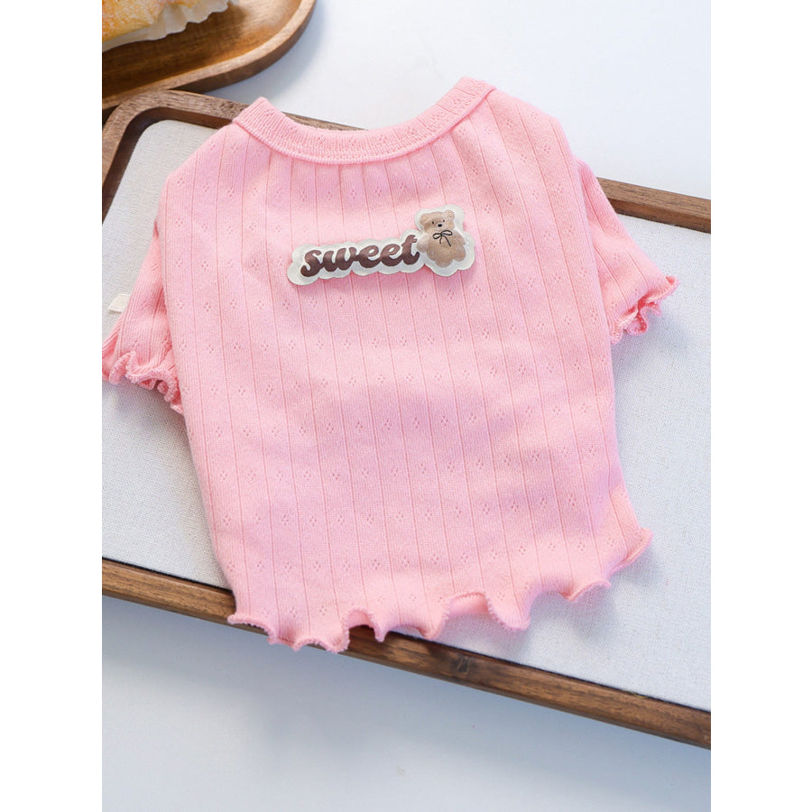 Sweet Bear Patch Ribbed Pet Top Apparel and Accessories