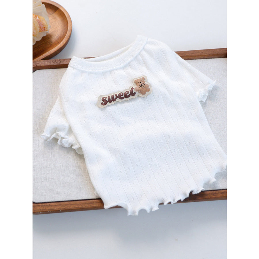 Sweet Bear Patch Ribbed Pet Top White / XS Apparel and Accessories