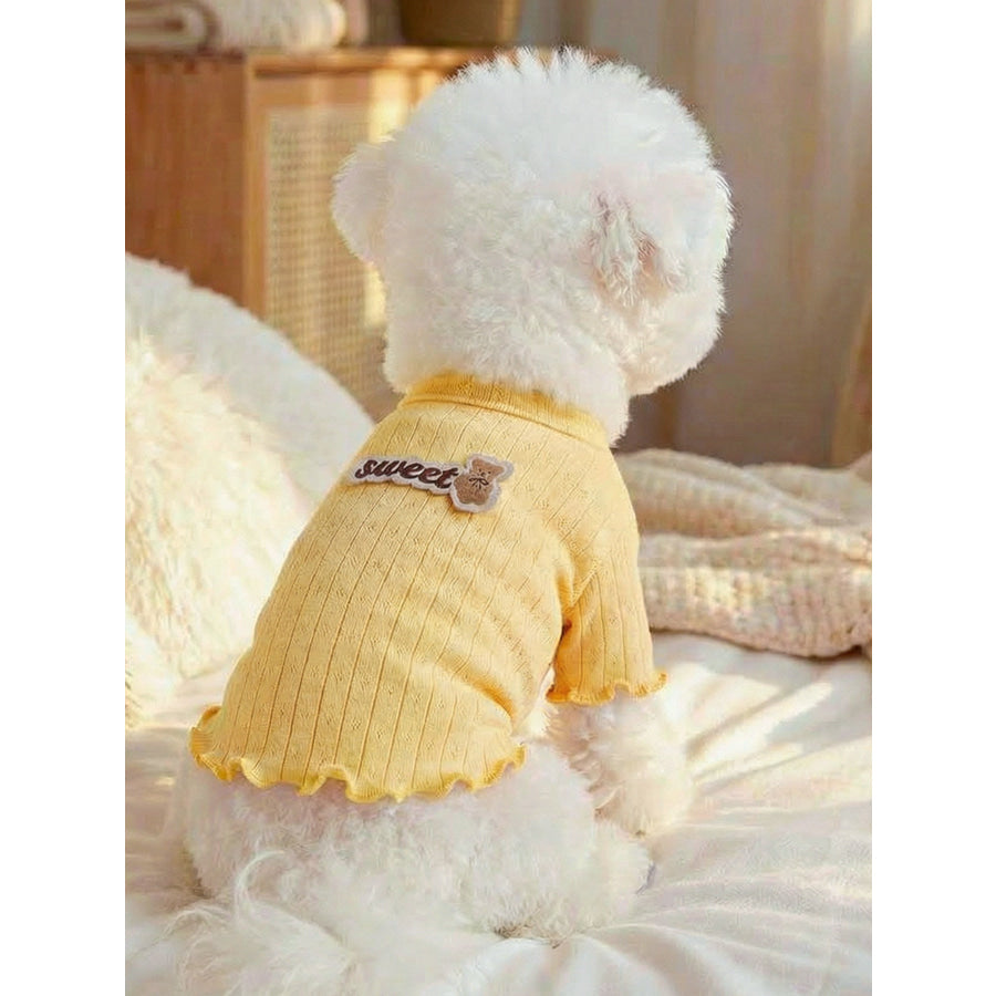 Sweet Bear Patch Ribbed Pet Top Yellow / XS Apparel and Accessories