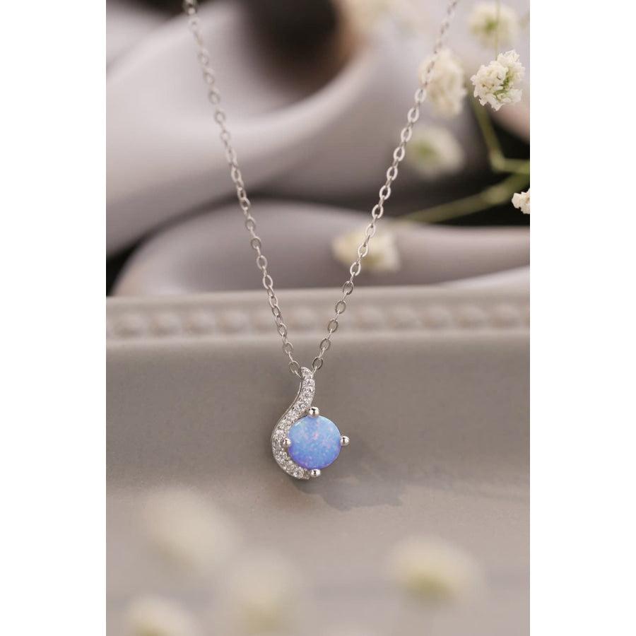 Sweet Beginnings Opal Pendant Necklace Sky Blue / One Size