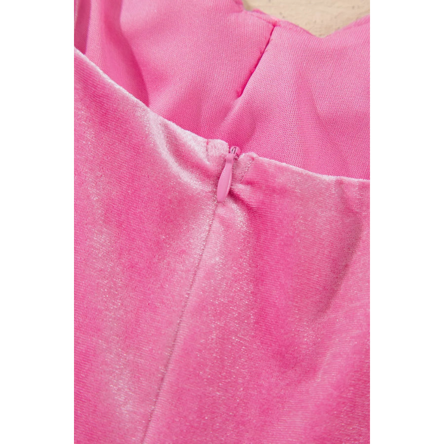 Sweet Bow Neck Adjustable Strap Velvet Short Dress Apparel and Accessories
