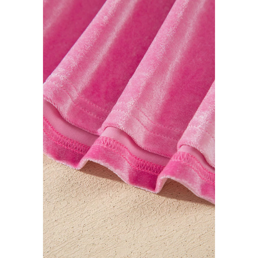 Sweet Bow Neck Adjustable Strap Velvet Short Dress Apparel and Accessories
