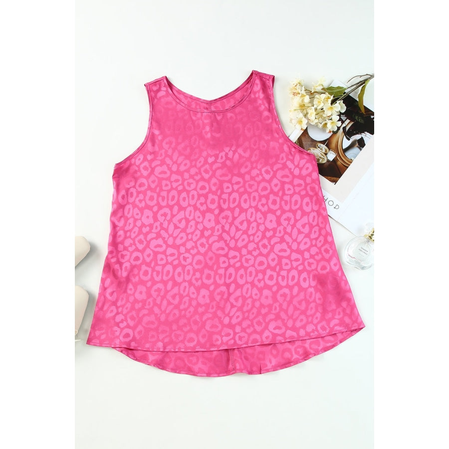 Sweet Days Leopard Round Neck Tank Hot Pink / S