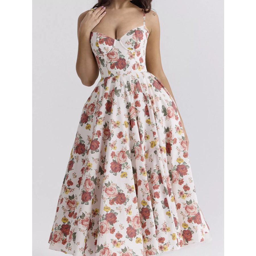Sweetheart Neck A-Line Midi Dress Apparel and Accessories
