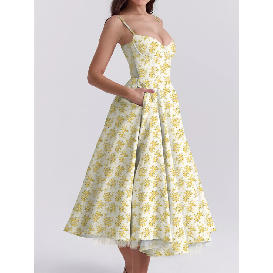 Sweetheart Neck A-Line Midi Dress Apparel and Accessories