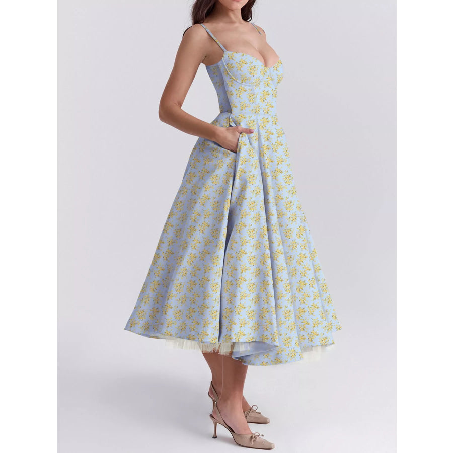 Sweetheart Neck A-Line Midi Dress Apparel and Accessories