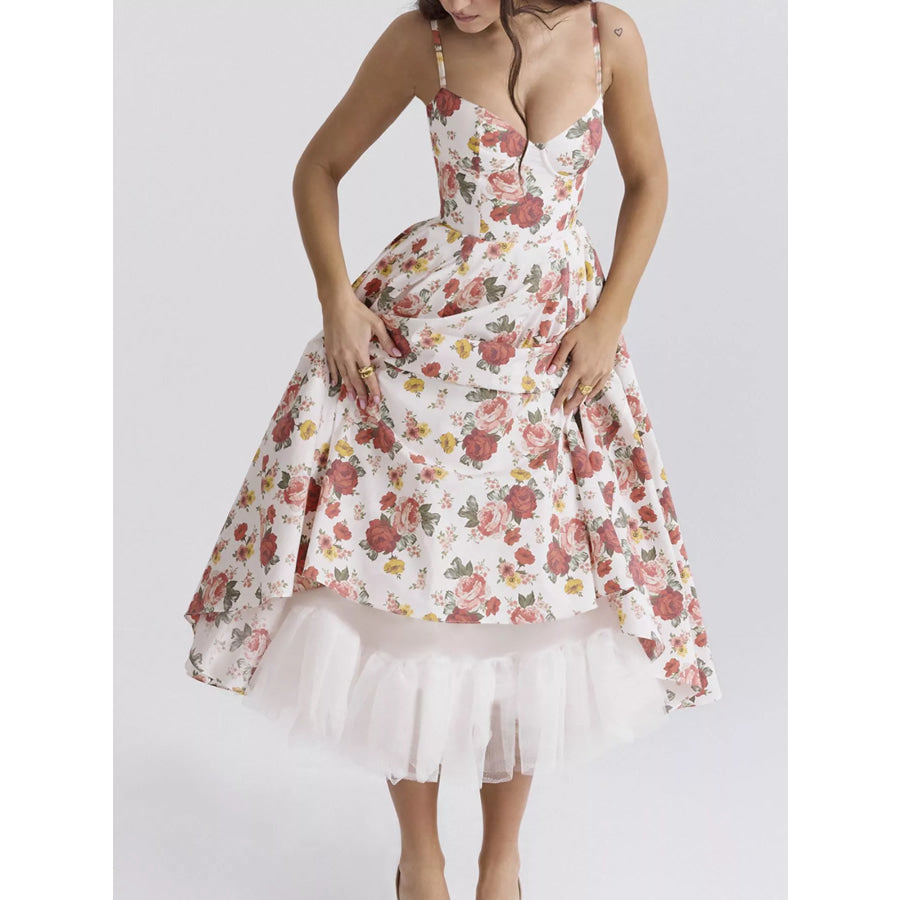 Sweetheart Neck A-Line Midi Dress Apparel and Accessories