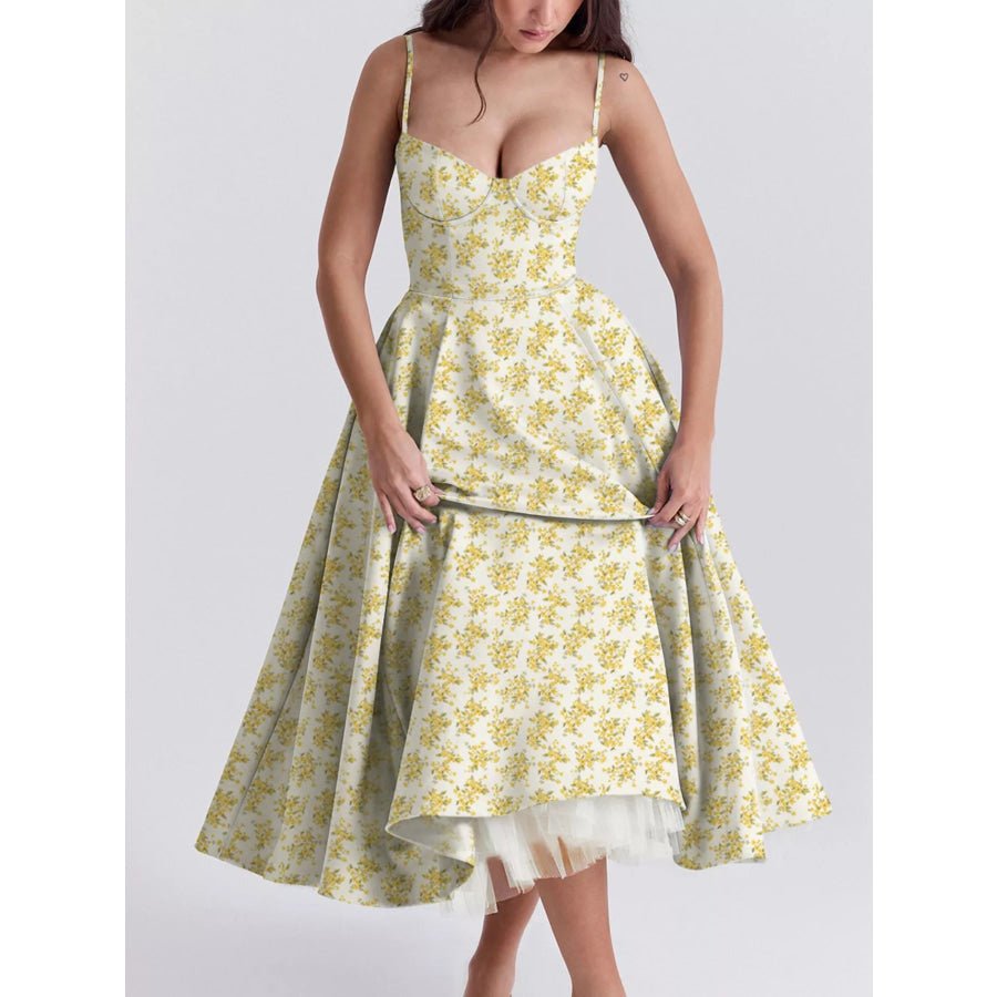 Sweetheart Neck A-Line Midi Dress Apparel and Accessories