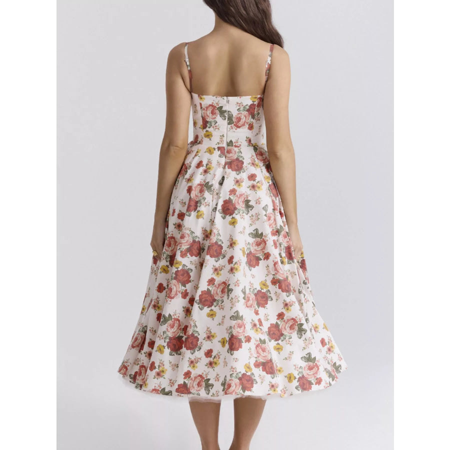Sweetheart Neck A-Line Midi Dress Apparel and Accessories