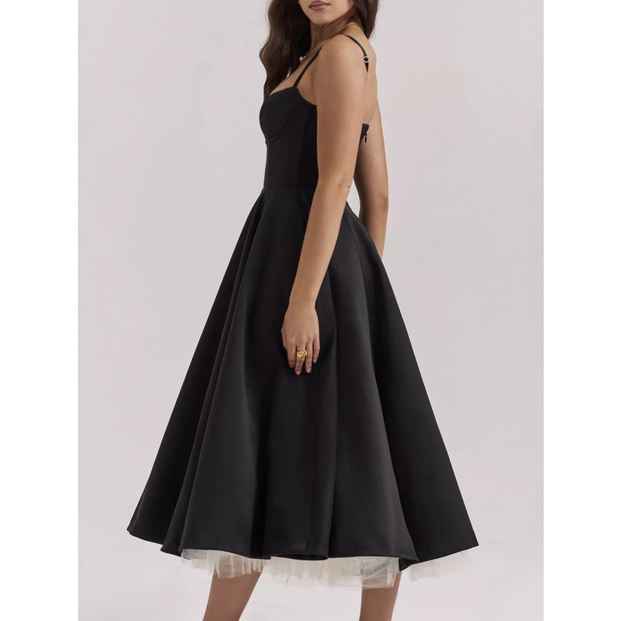 Sweetheart Neck A-Line Midi Dress Apparel and Accessories