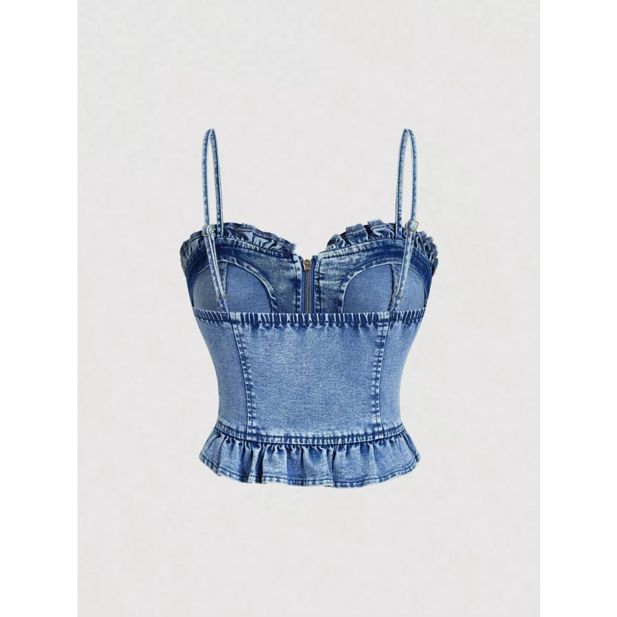 Sweetheart Neck Denim Cami Apparel and Accessories