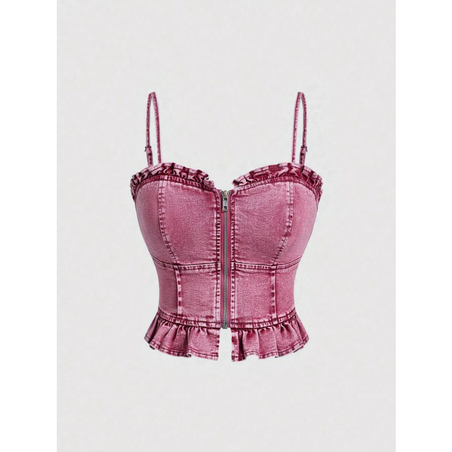 Sweetheart Neck Denim Cami Pink / XS Apparel and Accessories