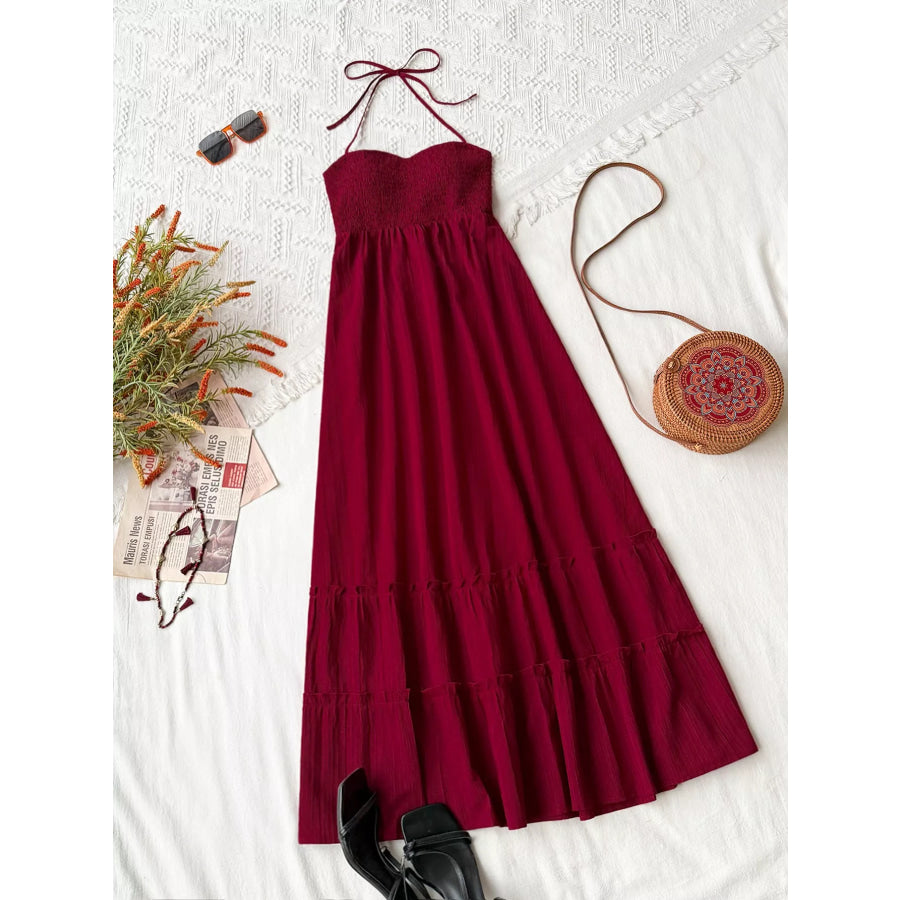 Sweetheart Neck Halter Neck Tiered Dress Apparel and Accessories