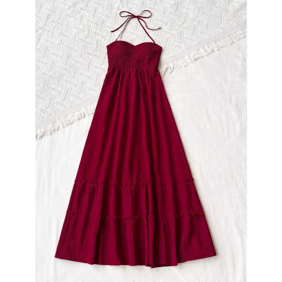 Sweetheart Neck Halter Neck Tiered Dress Apparel and Accessories