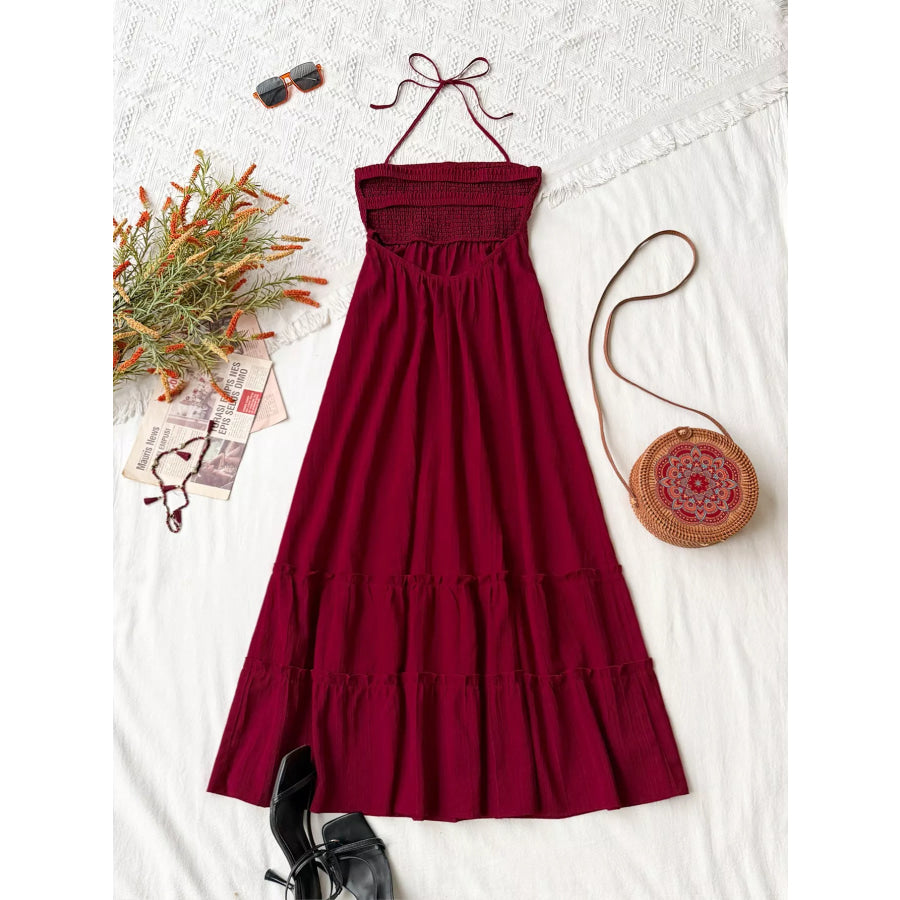 Sweetheart Neck Halter Neck Tiered Dress Apparel and Accessories