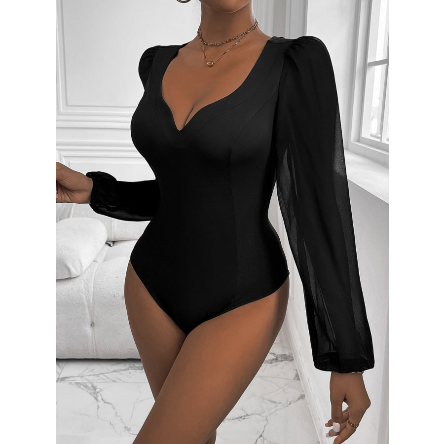 Sweetheart Neck Long Sleeve Bodysuit Apparel and Accessories