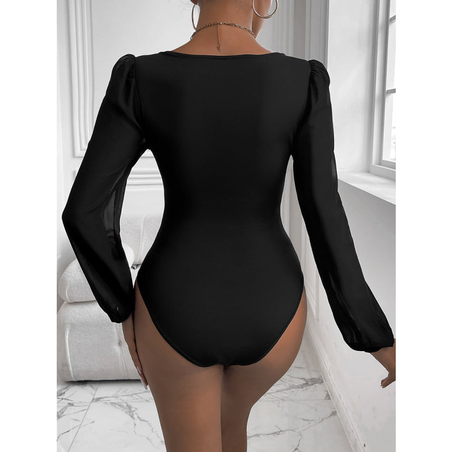 Sweetheart Neck Long Sleeve Bodysuit Apparel and Accessories