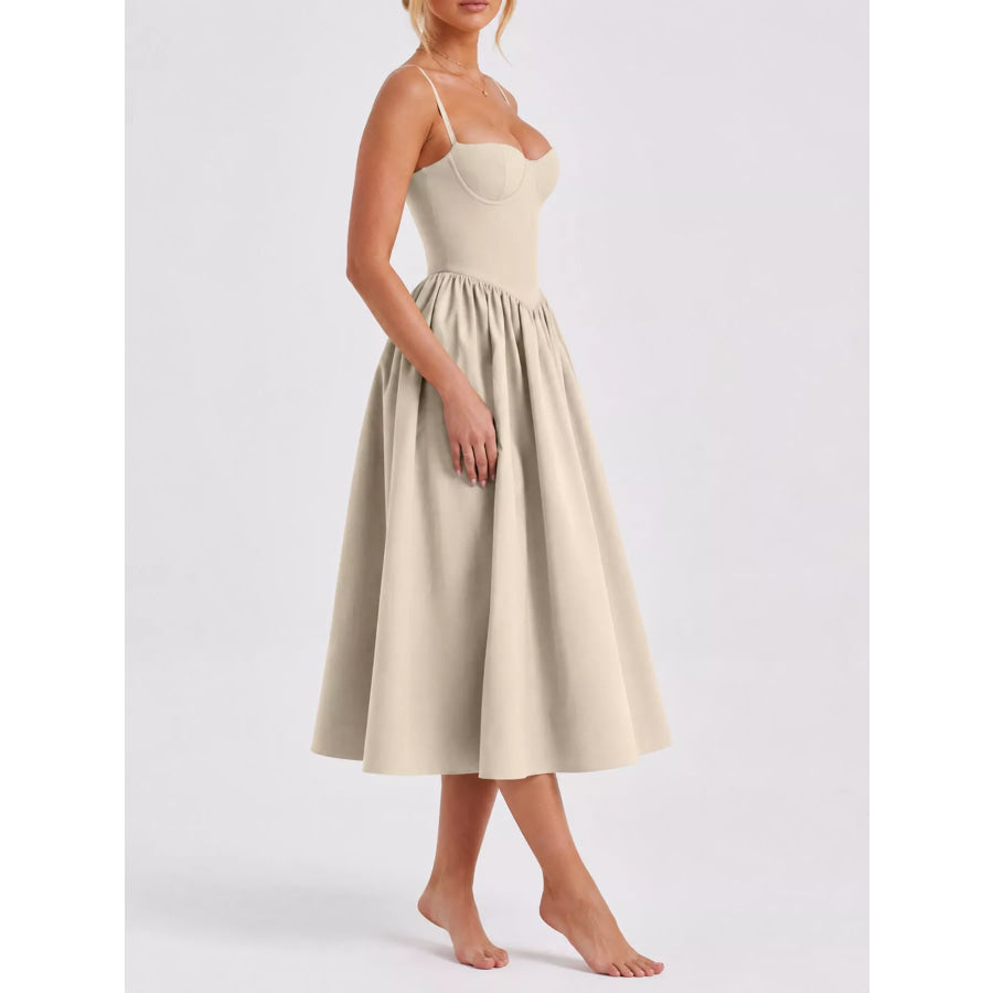 Sweetheart Neck Midi Cami Dress Apparel and Accessories