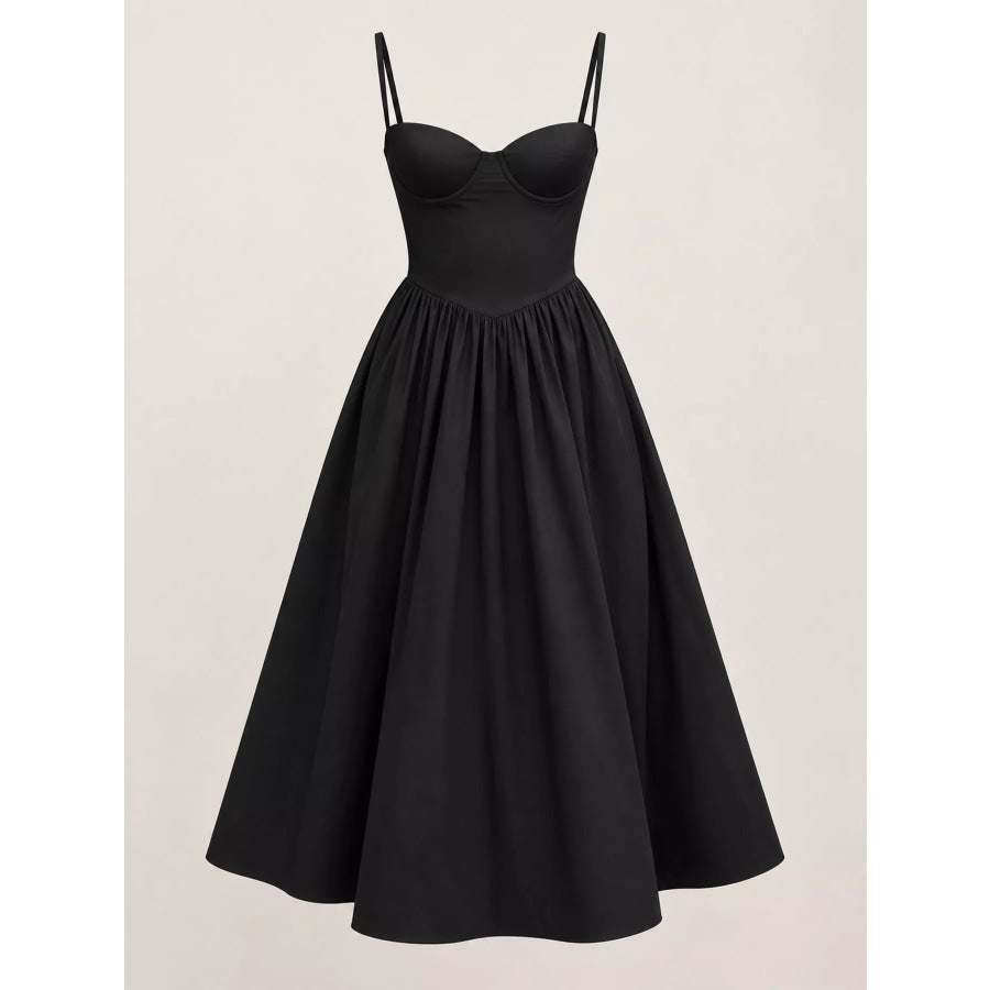 Sweetheart Neck Midi Cami Dress Apparel and Accessories