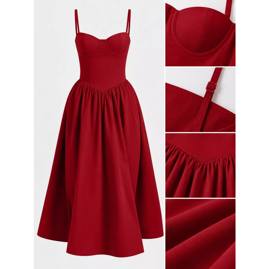 Sweetheart Neck Midi Cami Dress Apparel and Accessories