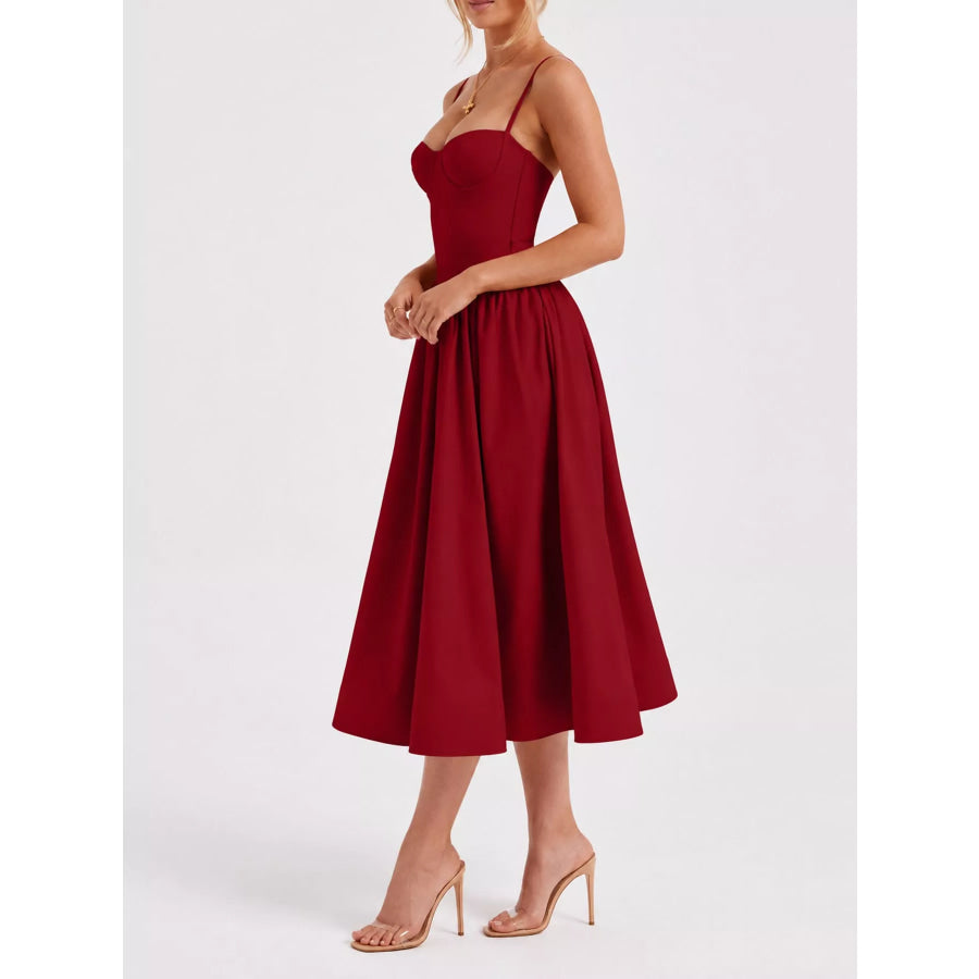 Sweetheart Neck Midi Cami Dress Apparel and Accessories