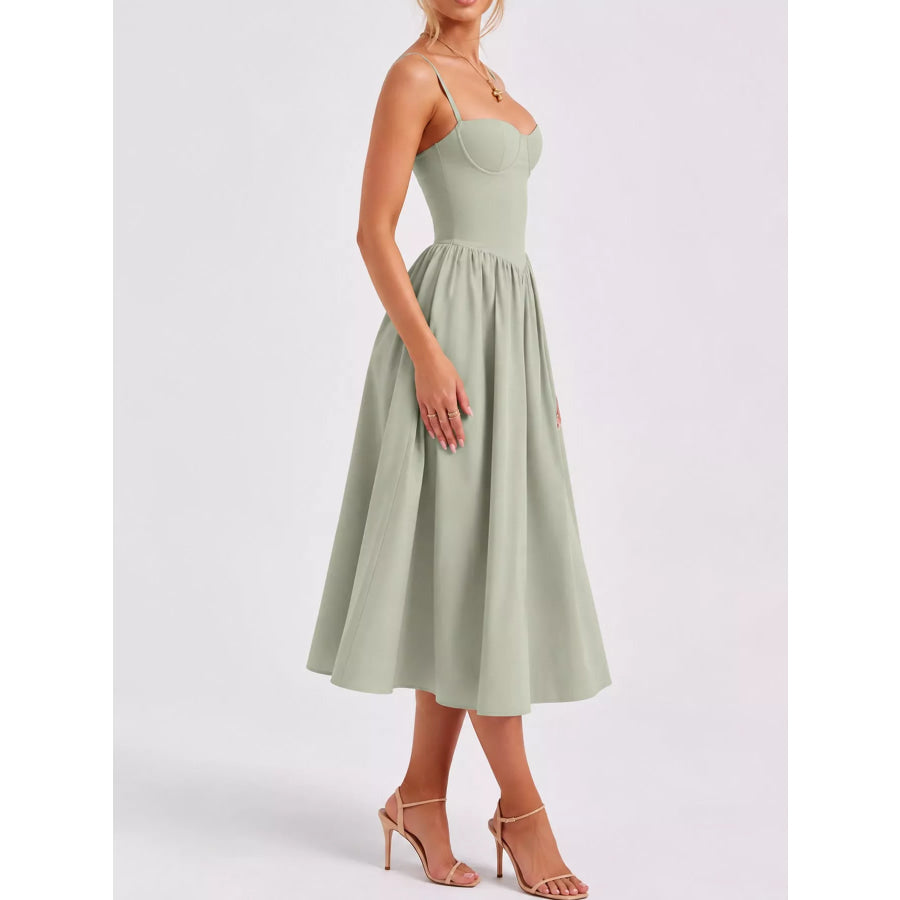 Sweetheart Neck Midi Cami Dress Apparel and Accessories
