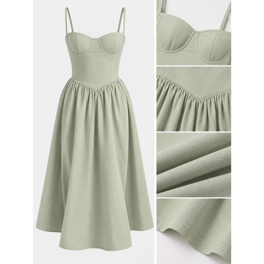 Sweetheart Neck Midi Cami Dress Apparel and Accessories