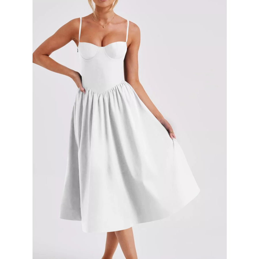 Sweetheart Neck Midi Cami Dress White / S Apparel and Accessories