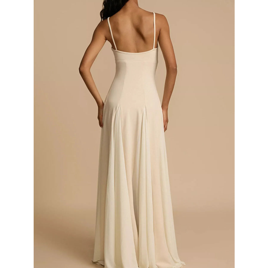 Sweetheart Neck Spaghetti Strap Flowy Maxi Dress Apparel and Accessories