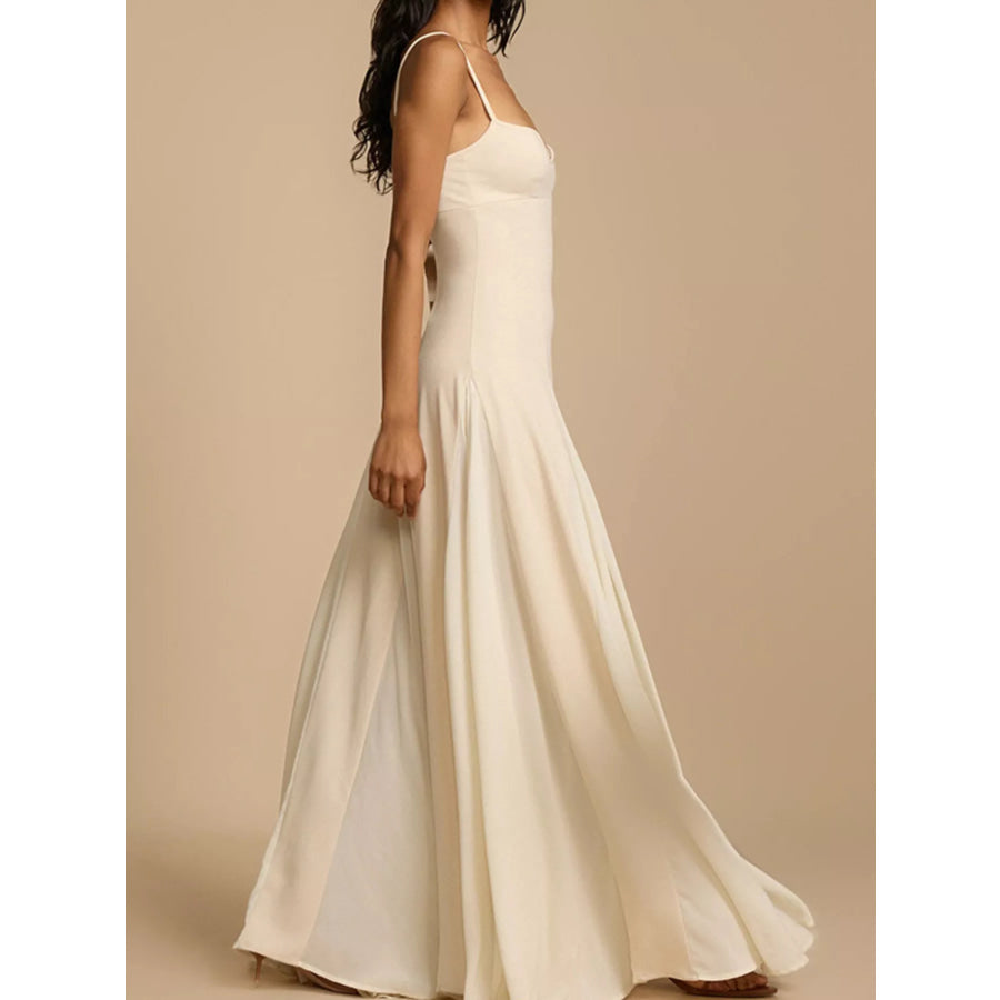 Sweetheart Neck Spaghetti Strap Flowy Maxi Dress Apparel and Accessories