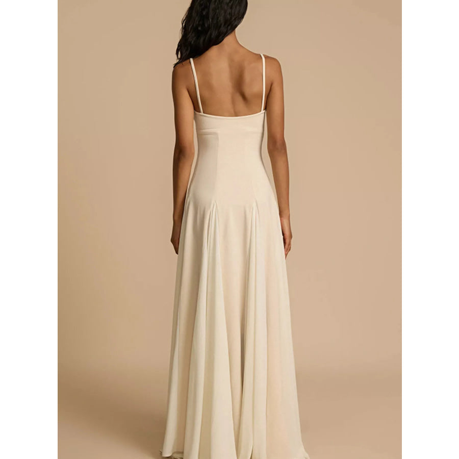 Sweetheart Neck Spaghetti Strap Flowy Maxi Dress Apparel and Accessories