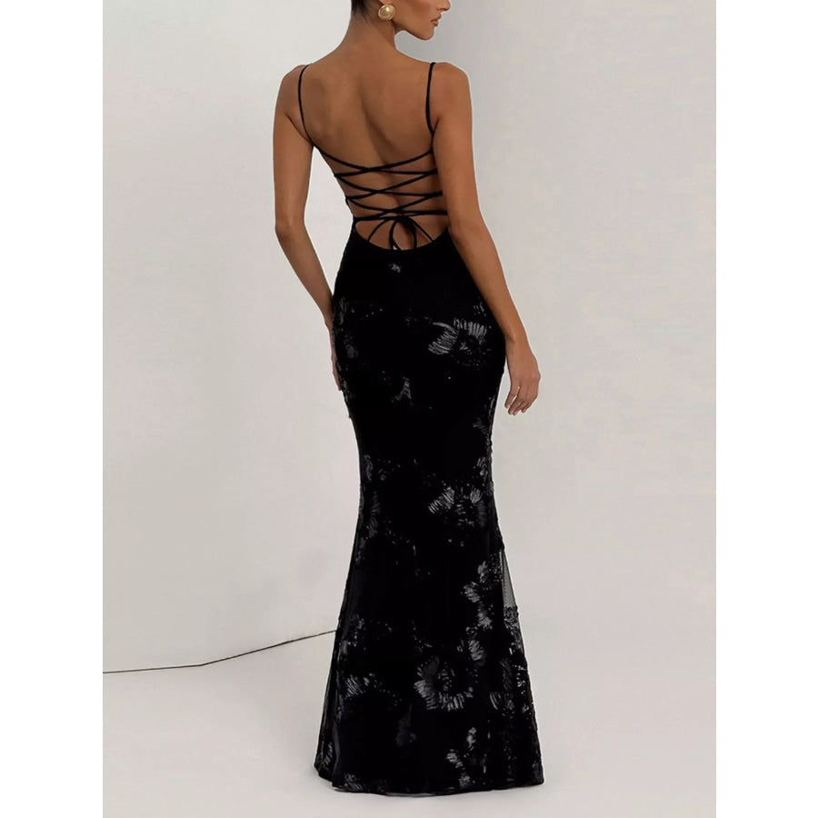 Sweetheart Neck Spaghetti Strap Maxi Dress Black / XS Apparel and Accessories