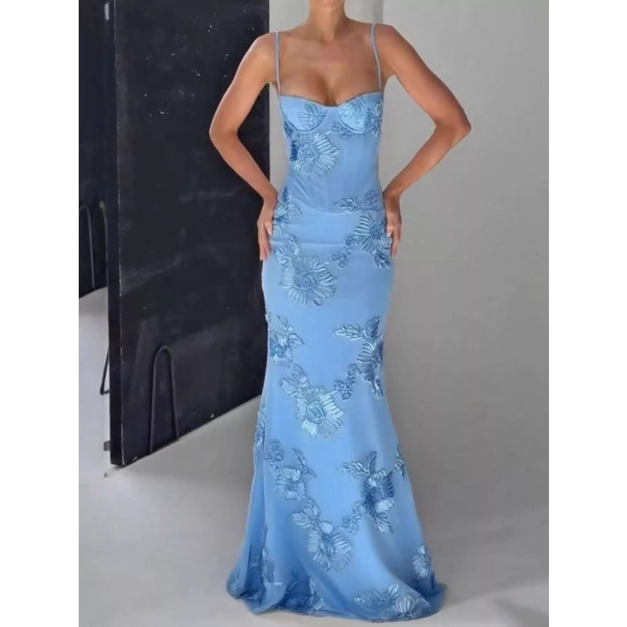 Sweetheart Neck Spaghetti Strap Maxi Dress Sky Blue / XS Apparel and Accessories