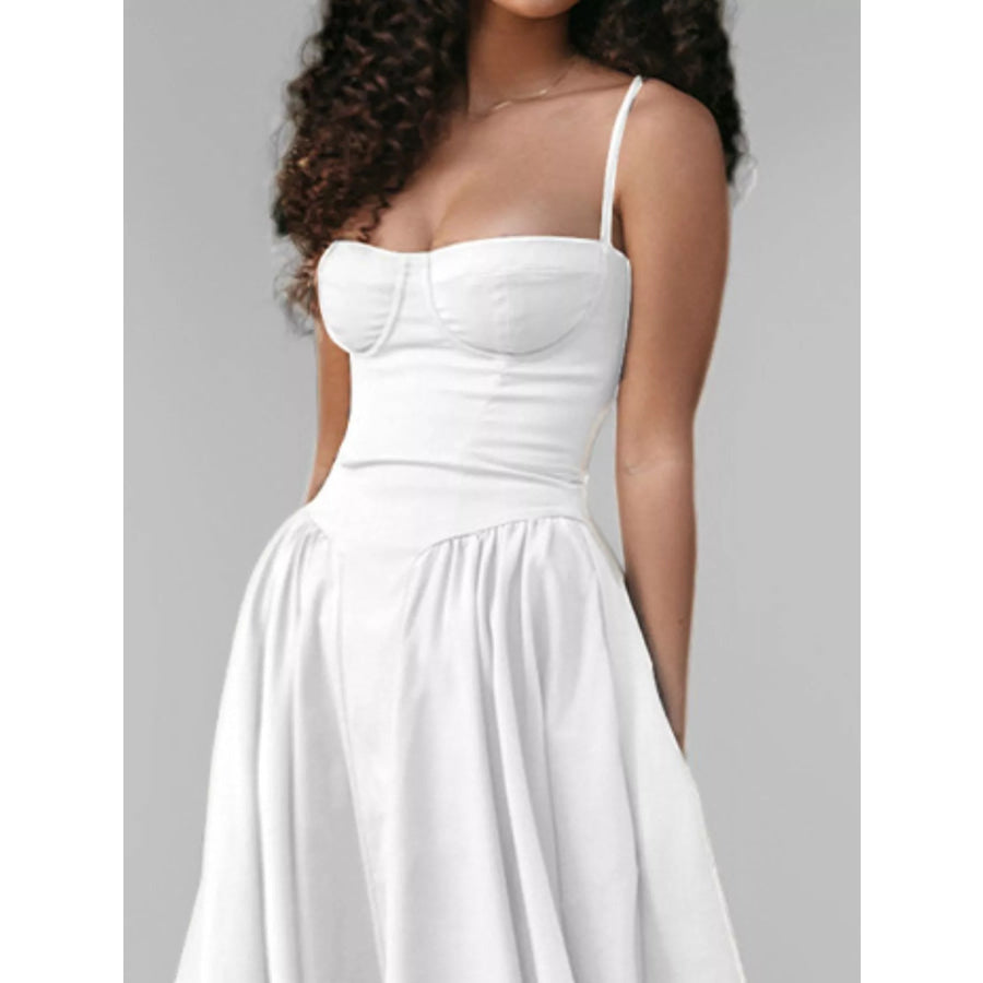 Sweetheart Neck Spaghetti Strap Midi Dress Apparel and Accessories