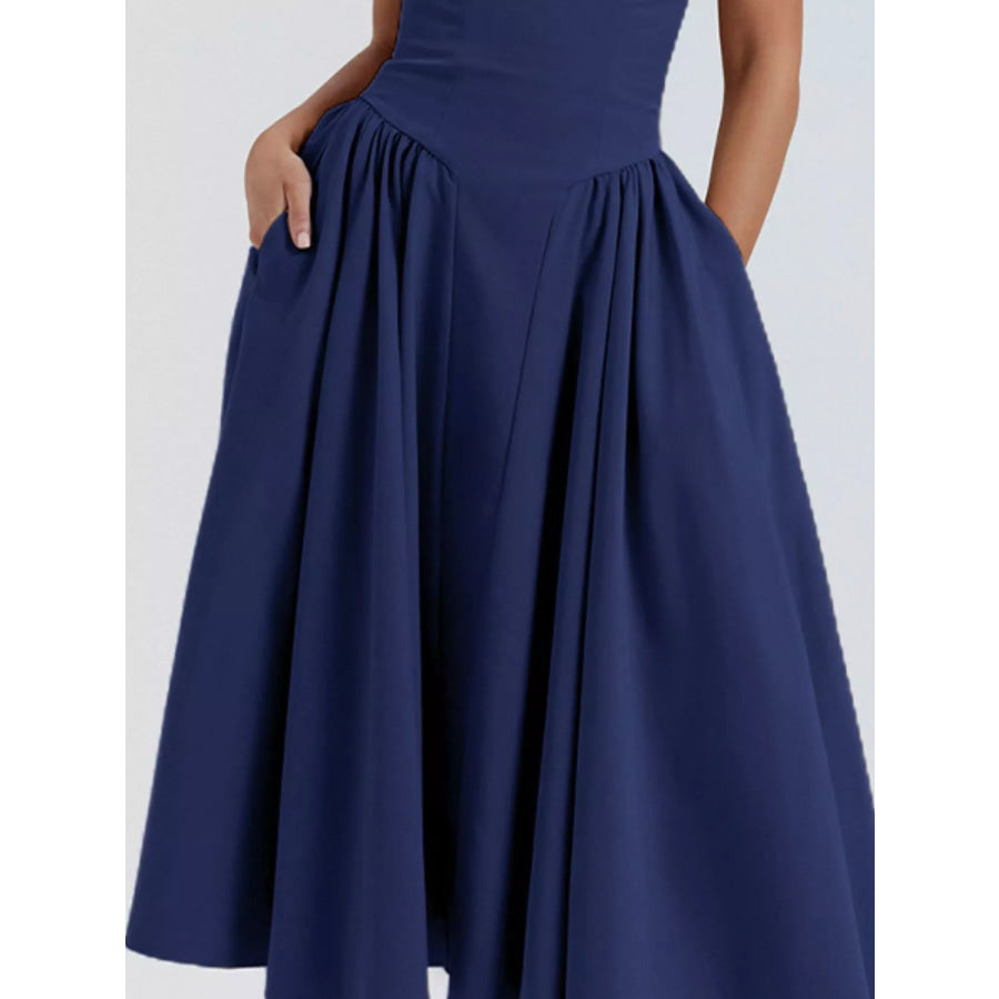 Sweetheart Neck Spaghetti Strap Midi Dress Apparel and Accessories