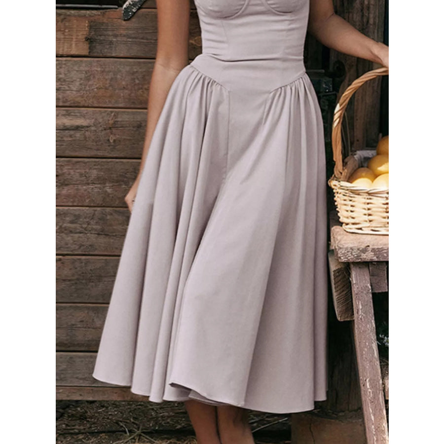 Sweetheart Neck Spaghetti Strap Midi Dress Apparel and Accessories