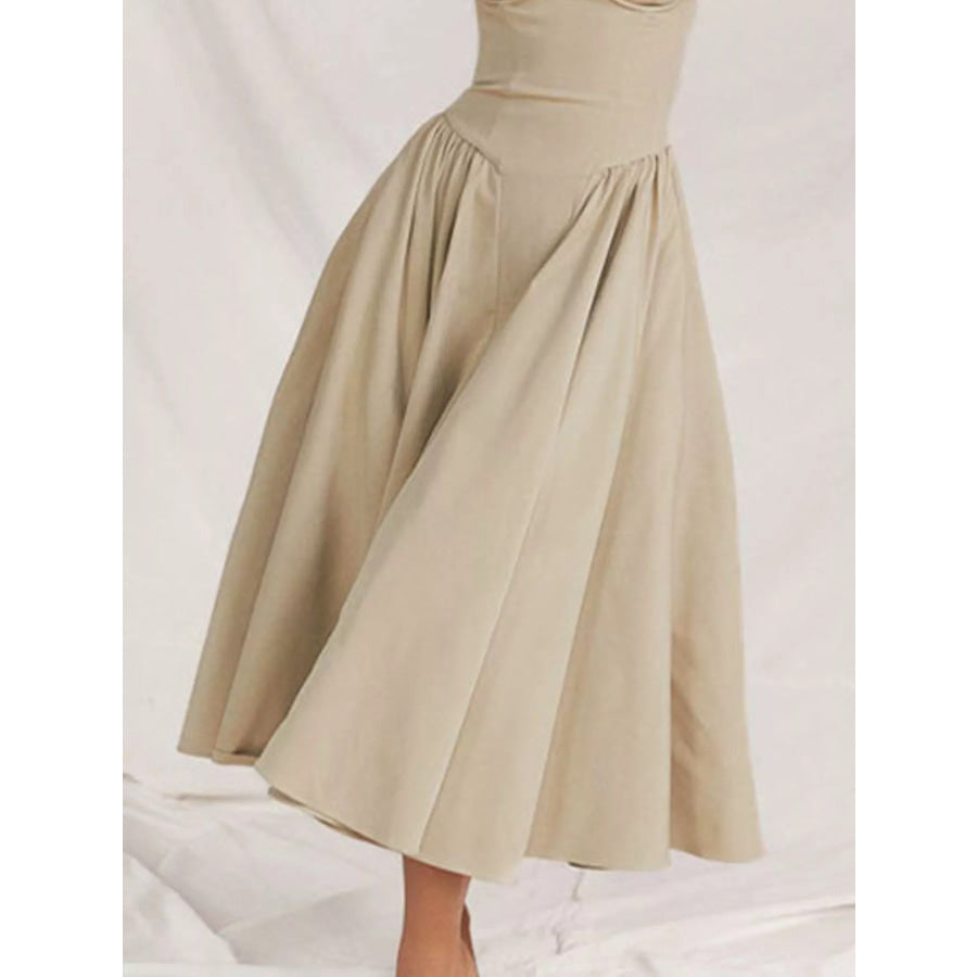 Sweetheart Neck Spaghetti Strap Midi Dress Apparel and Accessories