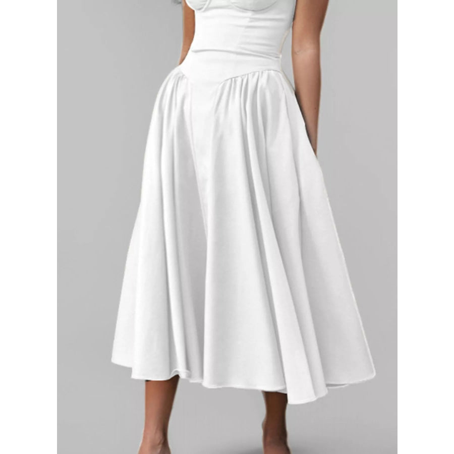 Sweetheart Neck Spaghetti Strap Midi Dress Apparel and Accessories